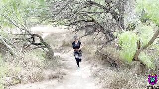 Sweaty workout with a busty hottie on the trail