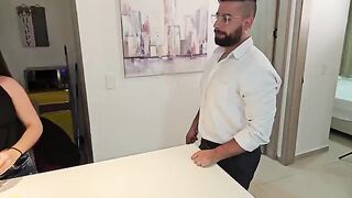 The guy passionately fucked the housekeeper with his hard cock