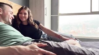 The girl is too modestly dressed for sex