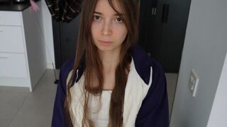 A beautiful girl is licking and sucking her boyfriend’s cock to make him feel better