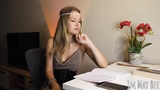 A girl with big boobs likes to stretch them out and do whatever she wants with them