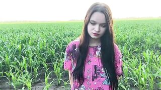 A beautiful girl was fucked in the cornfield by her stepbrother