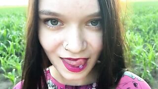 A beautiful girl was fucked in the cornfield by her stepbrother