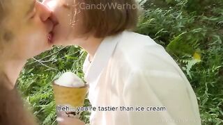Don't lick the cream from the waffle, suck my dick instead!