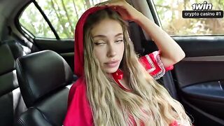 The Little Red Riding Hood became a passionate slut in the car