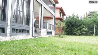 A girl is being fucked in the garden for educational purposes