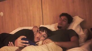 A blowjob on the bed is lazy, but so deep that it makes him tremble with pleasure