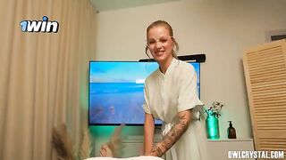 A sexy girl is having a sensual erotic massage with oil