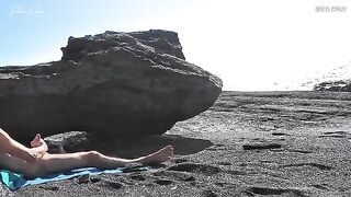 Nude beach masturbation with a guy jerking off