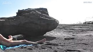 Nude beach masturbation with a guy jerking off