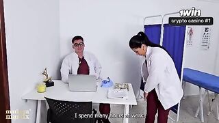 Doctor turns a medical exam into hardcore sex with two beauties