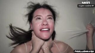 The girl has a powerful jet of water during sex, getting soaked
