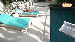 A wife is getting fucked on her knees by her husband