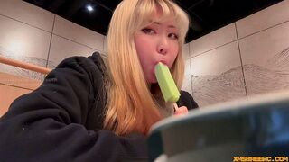 The girl was licking ice cream, but she could lick something else for me