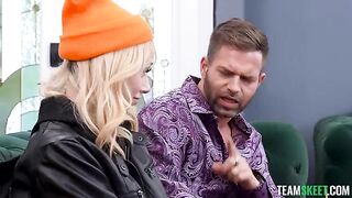 The blonde girl sat on my cock and her moans were louder than my thoughts