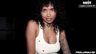 He's galloping along, forgetting to hit the brakes. A sexy and beautiful 18-year-old ebony Latina is screaming with pleasure