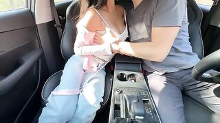 A hot girl has sex with her teacher in the car