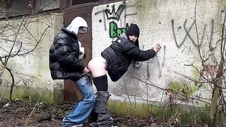 A passionate girl was caught in public and couldn’t resist, as it was a risky spot