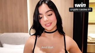 Girl with a great bust wanders around the house naked, feeling herself