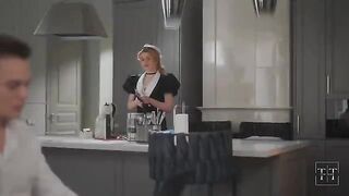 The girl was fucked at her workplace by a guy with a big cock