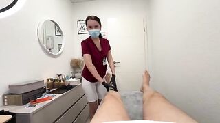 Pre-wax massage with a hot nurse and a happy end