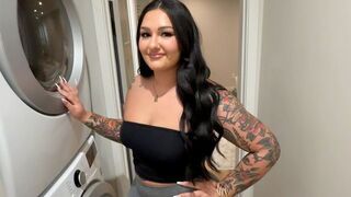 Cute girl Roxanne got undressed while doing laundry