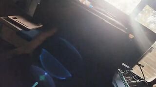 A guy masturbates his dick with the help of the computer mouse