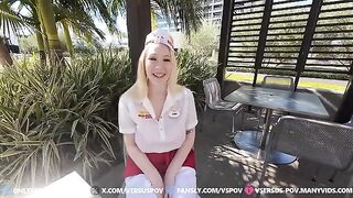 The girl has huge boobs, she is not ashamed to show them off