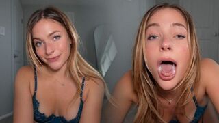 The girl was stretching her saliva to the floor in a thread