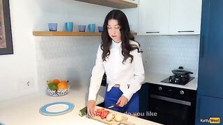Babe Katty West gets her asshole gapped in the kitchen