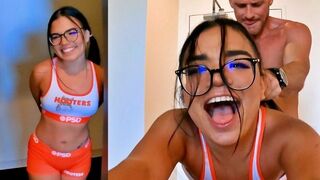 The cute waitress was fucked hard by her colleague in the kitchen