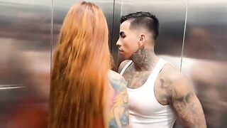 Busty Latina with huge boobs gets banged in the elevator