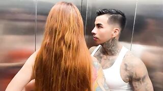 Busty Latina with huge boobs gets banged in the elevator
