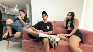 A girl has sex with her boyfriend, turning her back to him