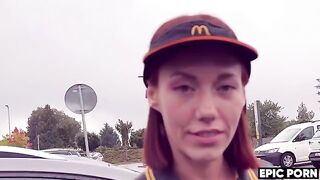 The worker made a mess on the cute amateur's ass during an inspection