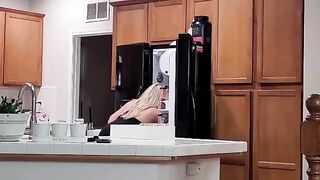 A blonde woman with big boobs seduces her neighbor and gets fucked hard