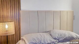 A blonde girl has fun with a guy, forgetting about shame