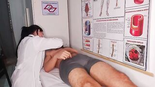 The doctor checked the patient's condition and treated him with intense passion