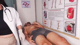 The doctor checked the patient's condition and treated him with intense passion