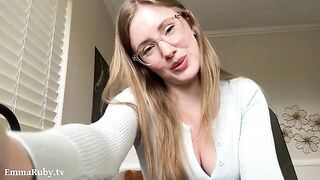 A girl with glasses makes you cum with her sexy voice