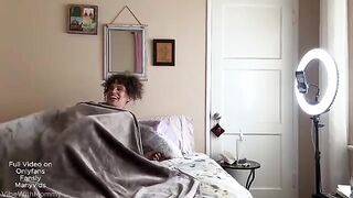The girl removes the condom and continues to jump on top