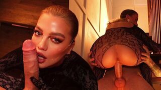 You can put it in your mouth, and there's a net on top - A sexy blonde gets fucked hard