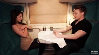 A hot girl has sex with her neighbor on the train in part 1