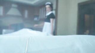 A sexy maid is haunted by a ghost on Halloween night