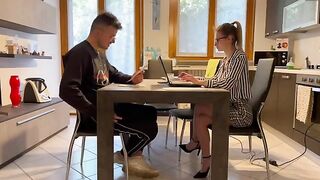 Italian consultant fucked by client in her office, steamy dialogues included