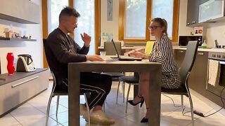 Italian consultant fucked by client in her office, steamy dialogues included