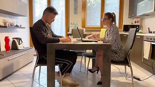 Italian consultant fucked by client in her office, steamy dialogues included