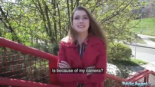 Nervous-looking woman gets fucked through a gloryhole for cash