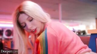 A pretty Kenzie cheats on her BF in public space